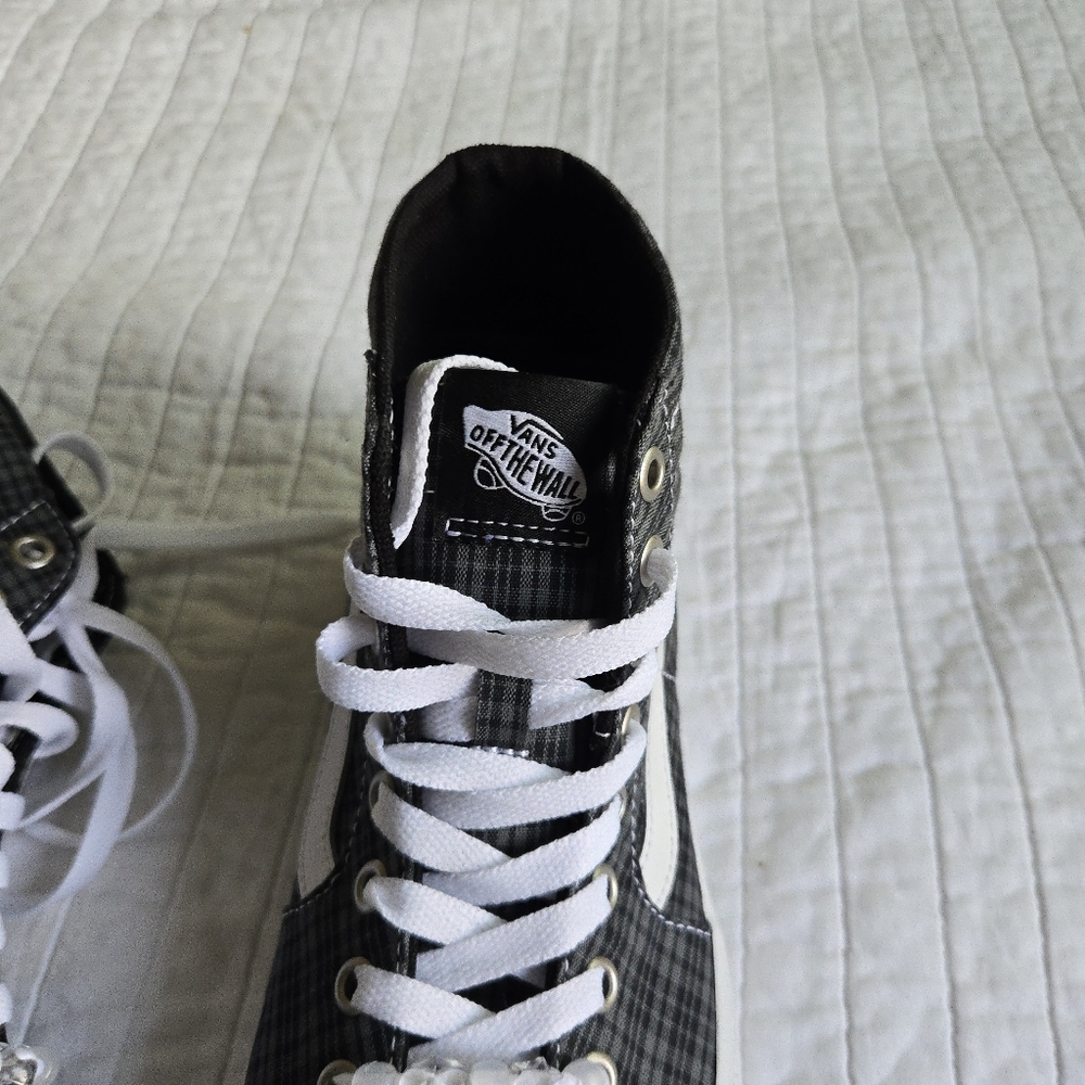 Vans Sk8 Hi Tappered Women Size 9 UV Beads Black Plaid Canvas 012026 - Picture 3 of 9